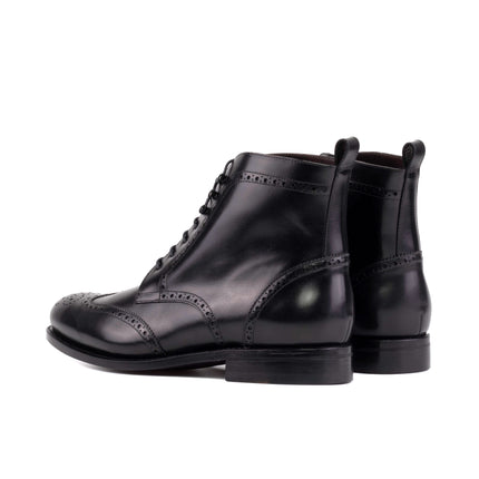 Black Leather Military Brogue Boots